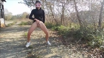 Wome Pissing In Woods