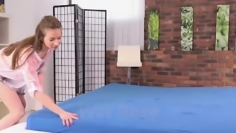 Brunette Girl Pisses Over Her Bedsheets During Frantic Sex