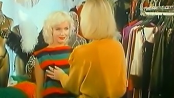 Two Playful And Joyful Blonde Ladies Eat Each Other In The Dressing Room