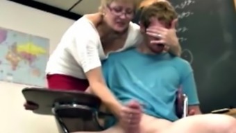 Shorthaired Blond Gilf Teacher Massage Techniques His Hard Cock