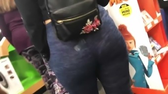 Super Thick Booty In See Thru Leggings With A Bend Over. 