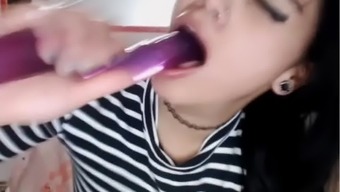 White Eyes Dildo Gagging And Drooling