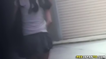 Cute Japanese Girls Spied While Pissing In Public Places