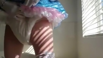 Horny Sissy Peeing And Cumming In Diapers