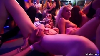 Gorgeous Lesbian Babes Masturbating In The Club
