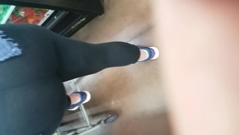 Young Bbw Pawg Spandex Visible Thong