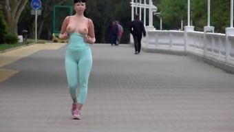 Cameltoe While You Are Jogging. Wearing Small Leggings
