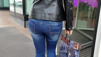 Sexy Girl With Round Ass In Leather Jacket
