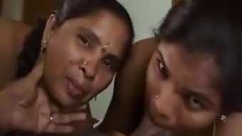 Two Aunties Busy In Blowjob