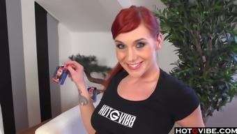 Redheaded Hottie Using A Finger Vibrator
