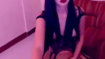 Hot Brunette Shemale Stroke Cock On Webcam