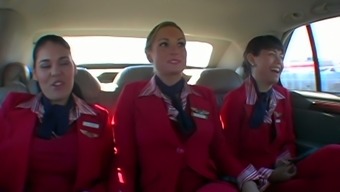 Three Sexy Girls In Uniform Get Their Asses Fucked