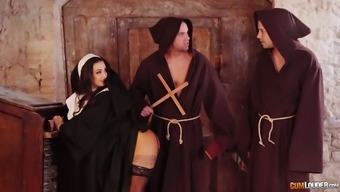 Seductive Sinful Nun Susy Gala Is Fucked By Two Horny Monks