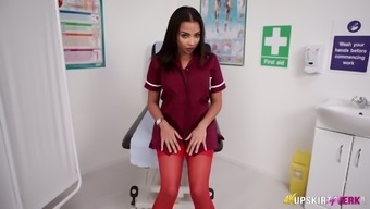 Slutty Nurse In Red Stockings Ruby Summers Shows Off Her Pussy