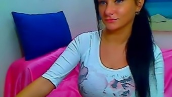 Sexy Hot Busty Brunette Babe Teasing On Webcam