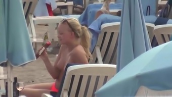 Topless Blonde Teen Small Boobs On Public Beach