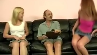 This Dude Loves Having His Dick Massaged And These Sluts Give Amazing Footjobs