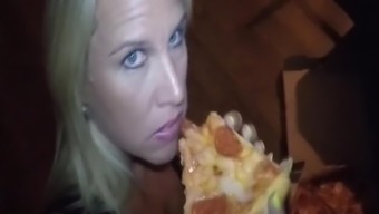 Pizza Delivery Guy Feeds My Wife Some Cum