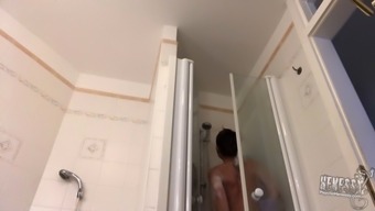 Naughty Girl Rubs Her Cunt While Taking A Nice Shower