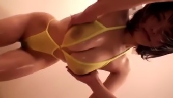 Anri Okita Fondled In Yellow Bikini