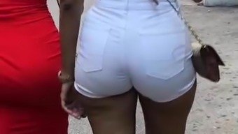 Thick Latina Tiny White Shorts Donk