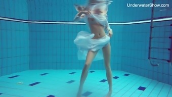 Lovely Looking Beauty In Floating White Dress Diana Zelenkina Swims Sexy