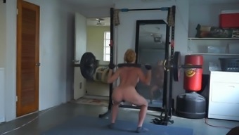 Ginger Busty Milf Working Naked In The Gym