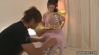 While Playing French Horn Kanako Iioka Gets Her Wet Pussy Teased