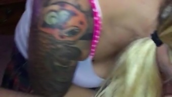 Pigtail Slut Sucking Cum Out Of Cock And Swallow