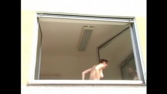 Busty German Teen Cleans Window With Her Big Boobs
