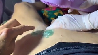 Two Curious Beauticians Try A Brazilian Wax Of A Big Cock 