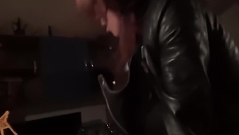 Leather Jacket And Gloves, Blowjob