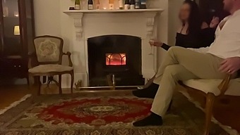 Cheating Wife Has Romantic Anal Sex And Creampie By The Fire
