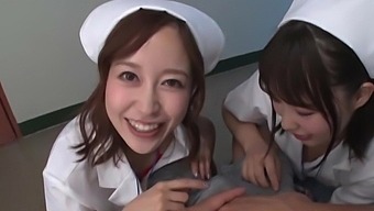 Japanese Nurses Share Cock And Sperm Load In Pov