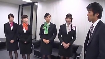 Japanese Group Dick Sucking In The Office With Horny Chicks