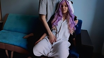 Cute Girl With Purple Hair Is Delighted With My Penis