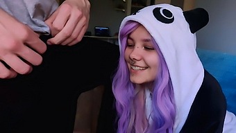 Cute Girl With Purple Hair Is Delighted With My Penis