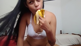 Playing And Masturbating My Pussy With A Big Banana