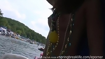 Hot Half-Naked Girls Go Wild On The Boat