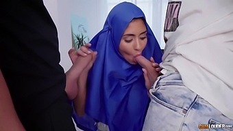 Busty Hijab Lady Aysha Rides One Cock While Giving A Sensual Blowjob