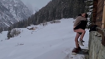 Couple Hide To Fuck While Hiking In The Snow Mountain Forest And Birdsong Romantic Intimate Love