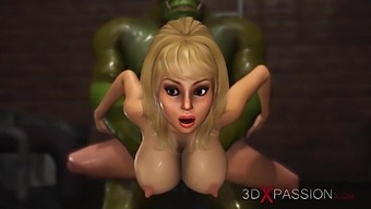Crazy Fuck In The Sewer! Sexy Blonde Gets Fucked Hard By A Green Monster