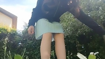 Whore! Pissing And Burping In The Public Park Without Underwear