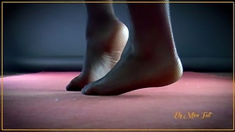 Blonde In Fishnet Stockings Walks Barefoot. Cum On My Feet. Ely Mira Feet