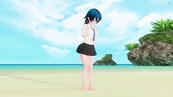 3d Hentai Schoolgirl On The Beach After School