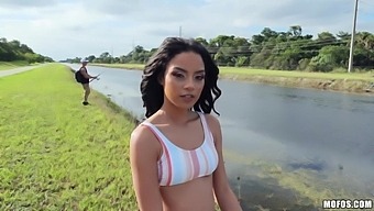 Sexy Girl Is Catching A Fish And Sucking Stranger'S Cock For Money