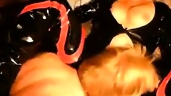 Girl In Latex Gets Fucked, Cuckold Hubby Licks Sperm