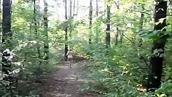 Chubby Girl With Big Booty Walking Nude In Forest