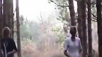 Sara And Jade Strip In The Woods