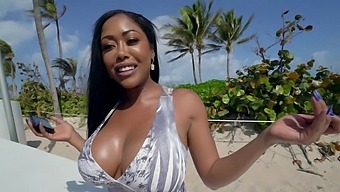 Interracial Sex On The Beach With Adorable Ebony Moriah Mills